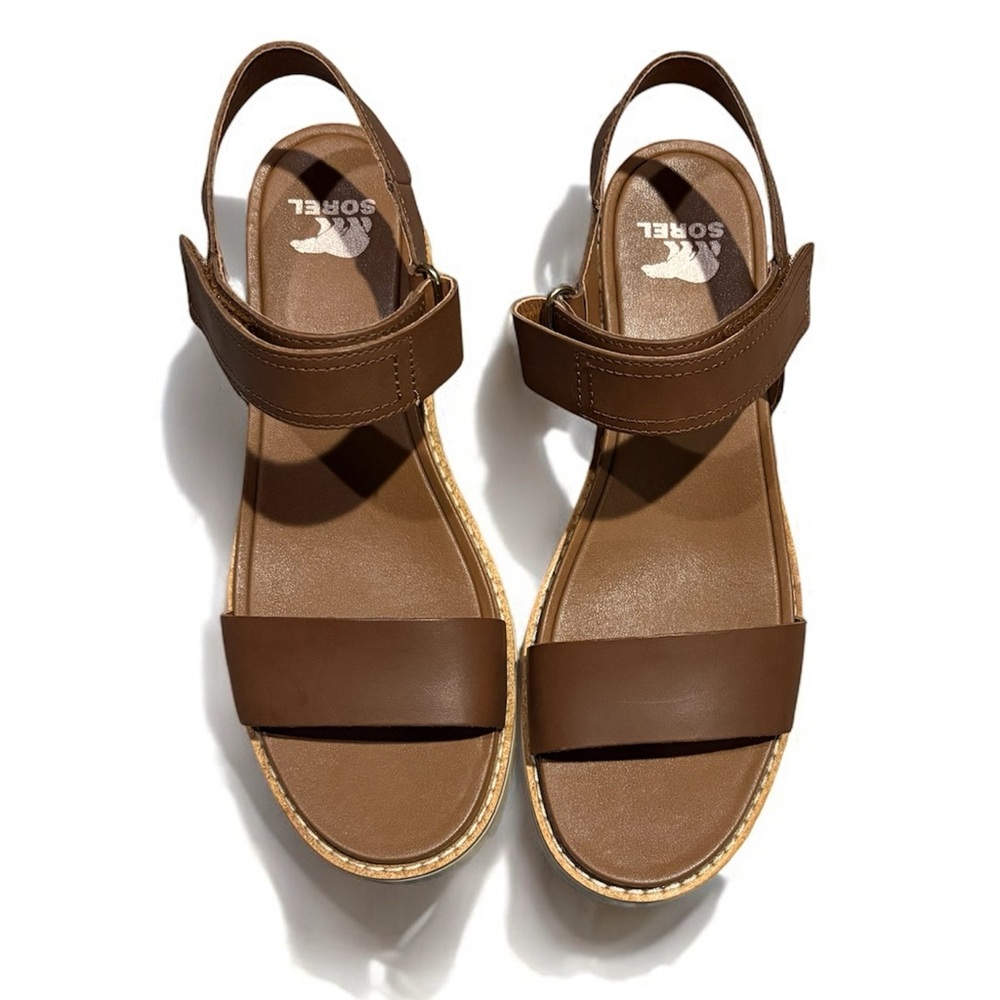 NWOT Sorel Brown and Cream Platform Sandals - Picture 2 of 6